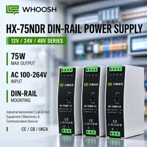 WHOOSH CE CB UKCA 75W DIN Rail Power Supply 12V 24V 48V Slim Switching Driver for PLC Control Panel