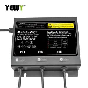 Waterproof 12 Volt 10A Automatic Marine Trickle Charger 3 Bank Lithium AGM GEL Lifepo4 Battery for Scooters