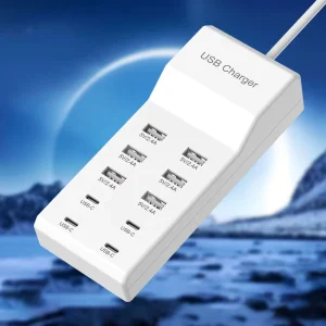 White 10-Port USB Charger 6 USB & 4 USB Charging Station for Phones Tablets Laptops Watches Plugs & Sockets