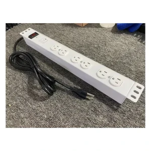 White Color 1U Aluminum PDU 100-250V Surge Protector Nema 5-20r 5-15r 6 Outlets 15A Rack Mount Power Distribution Unit