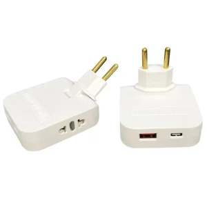 White EU Extension Power Adapter 4-in-1 Rotatable Socket Converter 180 Degree Mobile Phone Charging USB Type C PD 5V/2.4A 250W