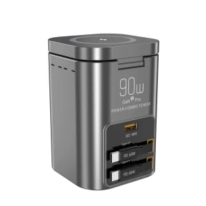 Wireless Charging 7-in-1 90W Retractable Cable Charging Station for Computer Tab Phone