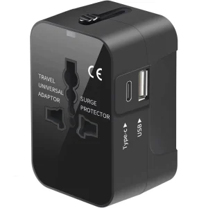 Worldwide Travel Adapter All in One Universal Travel Adaptor AC Power Plug Adapter with USB-C and USB-A Charging Ports