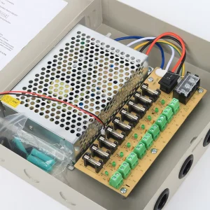 YN-120-12 100-240VAC to DC 12V 10A Single 9-Channel High-Efficiency CCTV Power Supply Metal Box for Security Cameras