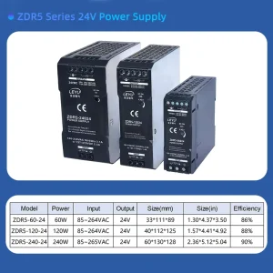 ZDR5-60 60W Din Rail Power Supply 24V 2.5A Slim Design AC DC Switching Source Industrial Automation LED Driver CE