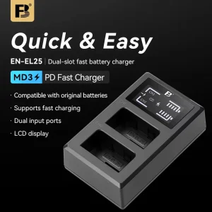 for Nikon EN-EL25 MD3 Third Generation DC Quick Dual-Port Charger Z50 Z50 II Z30 ZFC Camera Battery Charger